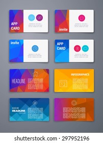 Template. Abstract Geometric Vector Template Layout Design for Flyer, Placard, Brochure or Booklet. Mobile, Technology and Infographic Concept. UI template. Web UI app design. Vector business card set