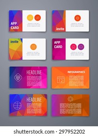 Template. Abstract Geometric Vector Template Layout Design for Flyer, Placard, Brochure or Booklet. Mobile, Technology and Infographic Concept. UI template. Web UI app design. Vector business card set