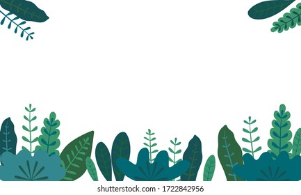 Template with abstract green leaves, horizontal background, space for text. Vector illustration for banner and poster design.