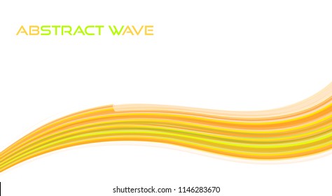 Template with abstract green and orange wave. Vector graphic pattern