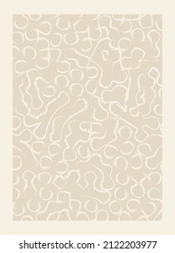 Template with abstract line shapes in nude colors. Pastel and terracota background in minimalist style