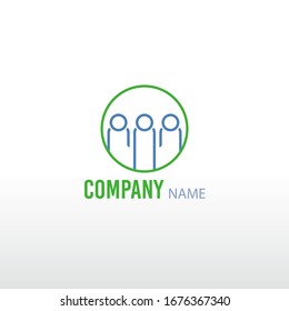 Plantilla Logotipo abstracto de tres personas en círculo con dos colores para las necesidades de su organización, comunidad, empresa y empresa