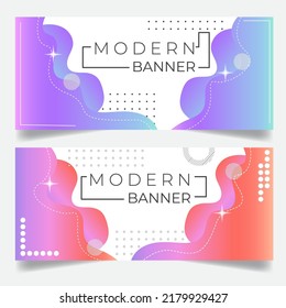 Template abstract modern banner fluid wave style with element memphis