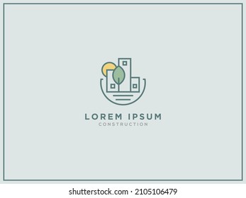 Plantilla Resumen del concepto del logotipo de construcción de la naturaleza.