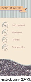 Template with abstract pattern on business. Template in a flat design with a pattern of icons. 