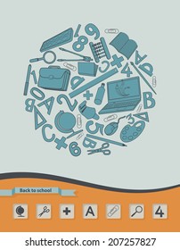 Template with abstract pattern on education. Template in a flat design with a pattern of icons. 
