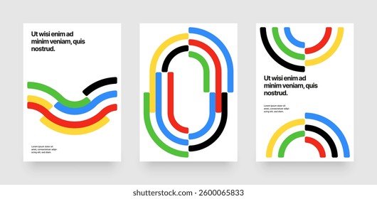 Template with abstract running track for competition, championship or sports event. Colorful lines design for cover, poster, or background.