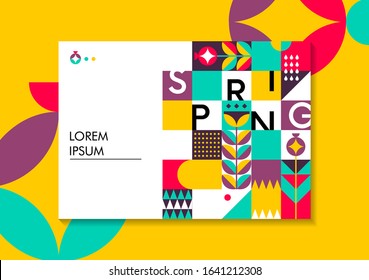 Template with abstract spring composition. Flat style illustration. You can use it as a background for a greeting card, flyer, voucher discount, print on clothes, a poster, website screensaver.