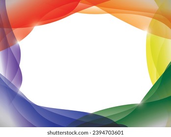 Vorlage im abstrakten Stil mit bunten Wellen wie Regenbogenfarben auf weißem Hintergrund.