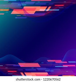 Template abstract technology geometric and twist lines colorful on dark blue background. Vector illustration