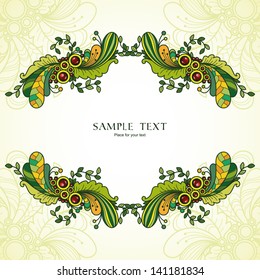 Template with abstract vector decorative nature ornamental frame