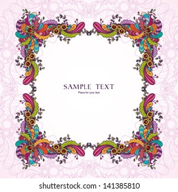 Template with abstract vector decorative nature ornamental frame