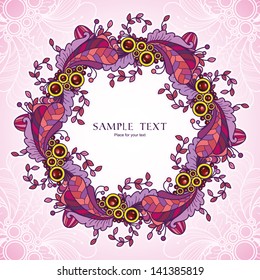 Template with abstract vector decorative nature ornamental frame