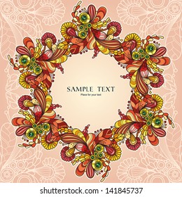 Template with abstract vector decorative nature ornamental frame