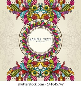 Template with abstract vector decorative nature ornamental frame