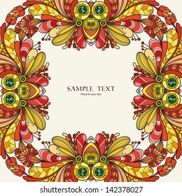 Template with abstract vector decorative nature ornamental frame
