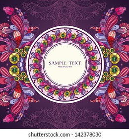 Template with abstract vector decorative nature ornamental frame
