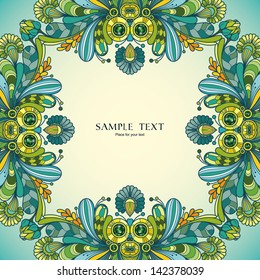 Template with abstract vector decorative nature ornamental frame