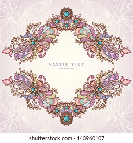 Template with abstract vector decorative nature ornamental frame