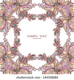 Template with abstract vector decorative nature ornamental frame