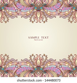 Template with abstract vector decorative nature ornamental frame