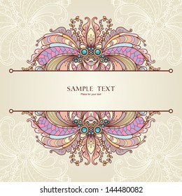Template with abstract vector decorative nature ornamental frame