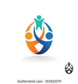 Template abstract vector logo design family. Mom and dad are holding the baby.