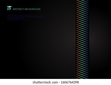 Template abstract vibrant stripes diagonal lines on black background with space for your text. Vector illustration