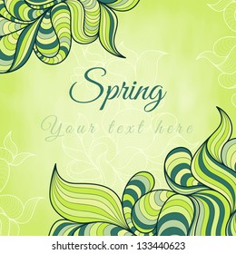 Template with abstract wavy striped leaves. in spring or summer theme. frame design for  card, packaging, invitations, decoration, bag