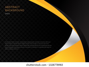 Template abstract yellow and black contrast corporate business curves background with squares pattern texture and copy space. You can use for cover brochure, poster, flyer, leaflet, banner web, etc.