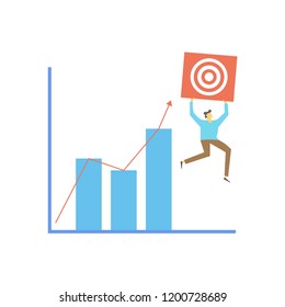 template achieve the target vector. business target. company goal