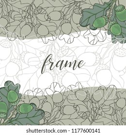 Template with acorns and oak leaves. Forest ornament. 