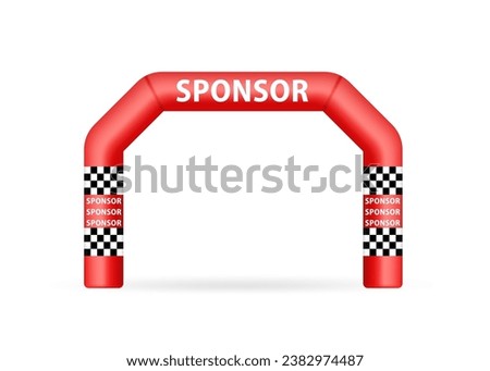 Template for advertising arch. Suitable for events, races, marathon and other sports. Inflatable finishing arch illustration. Red inflatable arch, suitable for a variety on sports. Vector illustration