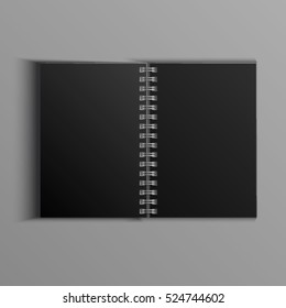Template for advertising, branding and corporate identity. Realistic spiral notepad. Blank mockup for design. Open notebook. Sketchbook or diary.Vector white object. EPS 10