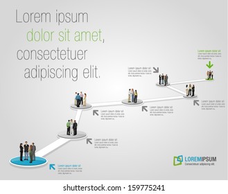 Template for advertising brochure with business people on work flow