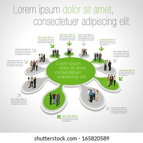 Template for advertising brochure with business people connected 