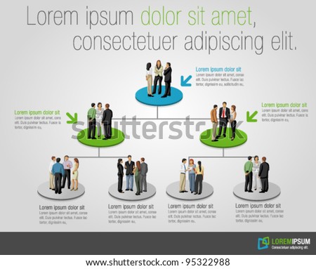 Template for advertising brochure with business people on hierarchy tree