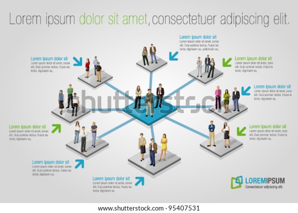 Template Advertising Brochure Connected People Social 库存矢量图（免版税）95407531