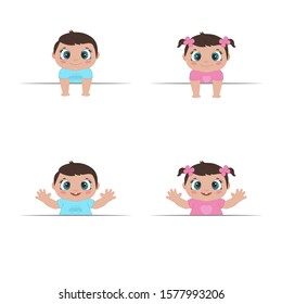 Template for advertising brochure. Ready for your message. Baby with blank frame.