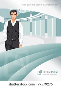 Template for advertising with business man