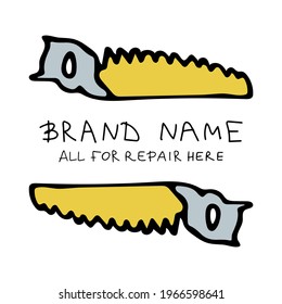 Template advertising a construction store. Vector illustration of repair tools in doodle style. The illustration can be used to advertise a store of tools for repair, construction. Inscription
