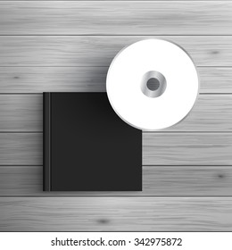 Template for advertising and corporate identity. Compact disk with box. Blank mockup for design. Vector white object