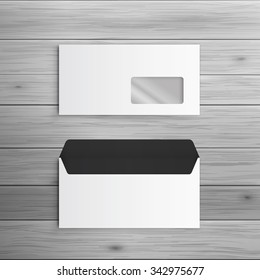 Template For Advertising And Corporate Identity. Envelope With Window. Blank Mockup For Design. Vector White Object