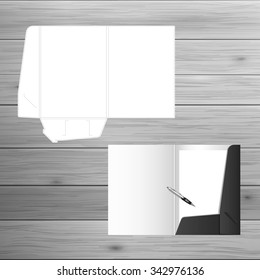Template For Advertising And Corporate Identity. Open Folder. Blank Mockup For Design. Vector White Object