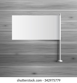 Template for advertising and corporate identity. Small flag on flagstaff. Blank mockup for design. Vector white object