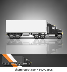 Template for advertising and corporate identity. Transport. Truck. Blank mockup for design. Vector white object