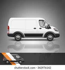 Template For Advertising And Corporate Identity. Transport. Bus. Blank Mockup For Design. Vector White Object