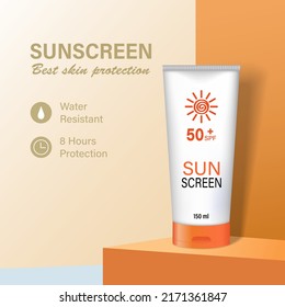 Template Advertising Poster Sunscreen Banner Tube Stock Vector (Royalty ...