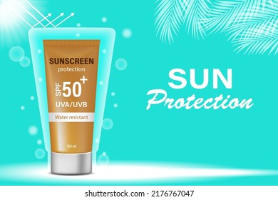 Template Advertising Poster Sunscreen Banner Tube Stock Vector (royalty 