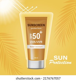 Template Advertising Poster Sunscreen Banner Tube Stock Vector (Royalty ...